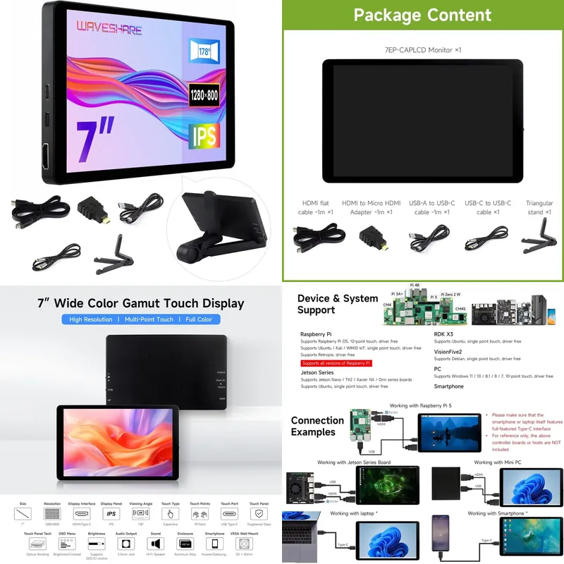 Pi Display - dla Aismartlink Waveshare 7-calowego wyświetlacza dotykowego